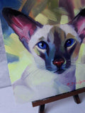 F&S Gift Store Cat siamese portrait oil painting framed art original Custom pet portrait in frame hand painted to order pet loss Cat lover gift For owners