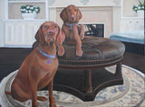 F&S Gift Store 18x24 custom oil pet portrait painting two dogs Vizsla gift picture on large stretched canvas wall art