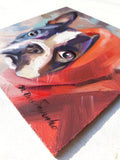 F&S Gift Store Boston terrier art Dog painting portrait oil Dog painting custom canvas from photo framed original rememberence gift for owners Pet portrait