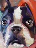 F&S Gift Store Boston terrier art Dog painting portrait oil Dog painting custom canvas from photo framed original rememberence gift for owners Pet portrait