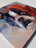 F&S Gift Store Boston terrier art Dog painting portrait oil Dog painting custom canvas from photo framed original rememberence gift for owners Pet portrait