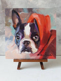 F&S Gift Store Boston terrier art Dog painting portrait oil Dog painting custom canvas from photo framed original rememberence gift for owners Pet portrait