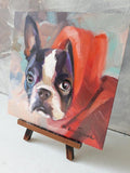F&S Gift Store Boston terrier art Dog painting portrait oil Dog painting custom canvas from photo framed original rememberence gift for owners Pet portrait