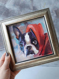 F&S Gift Store Boston terrier art Dog painting portrait oil Dog painting custom canvas from photo framed original rememberence gift for owners Pet portrait