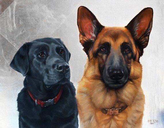 F&S Gift Store Custom OIL on SILVER Pet Siberian husky portrait Luxurious High Quality Realistic painting from a photo unique Wall Art gift for dog lover.