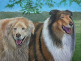 F&S Gift Store 18x24 custom oil pet portrait painting two dogs Vizsla gift picture on large stretched canvas wall art