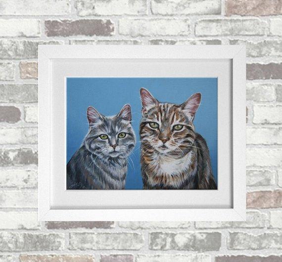 F&S Gift Store Pet Portraits from Photo - Double Portrait Option - Portrait Commission - Custom Art -Original Oil Painting - Dog & Cat Painting - Pet Gifts