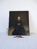 F&S Gift Store ON SALE 19th Small Granny - French Old Woman in a chapel - French Province - Antique French Oil Painting - 19th Century - Antique Art