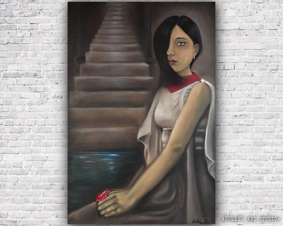 F&S Gift Store Persephone Oil Painting ORIGINAL 24" x 36" Hand Painted
