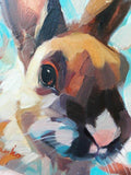 F&S Gift Store Floral Rabbit Bunny painting art Rabbit oil painted portrait custom canvas framed art Easter gift Nursery wall art decor For children owners