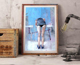 F&S Gift Store Girl in the bathroom Painting Print, women Print, Prints loft Art in Handmade,Oil art, Home Decor, Wall Art Prints, Girl poster,