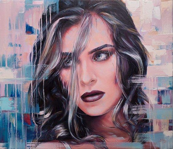 F&S Gift Store Woman portrait from photo custom order hand made oil painting commission contemporary art