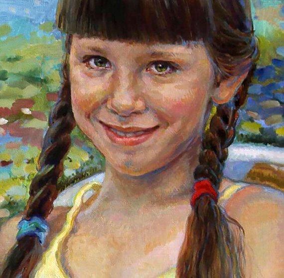 F&S Gift Store Reproduction Print on canvas Good mood Arina Oil Painting Portrait of a girl Portrait on canvas Custom portret