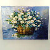 F&S Gift Store Basket of flowers Original Oil Painting , Modern Art , Wall Art , Pop Art , Photorealism , Impressionism , Funk Art , Art Movement