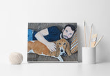 F&S Gift Store Man with dog, Boy with dog, Custom Portrait, Pet painting, Anniversary gift, Wall decor, Face portrait, Custom pet portrait, Girl with dog