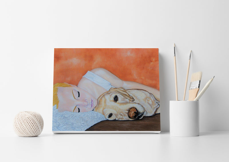 F&S Gift Store Girl with dog painting, Custom Portrait, Pet painting, Couple painting, Birthday gift, Memorial art, Custom dog portrait, Unique gifts