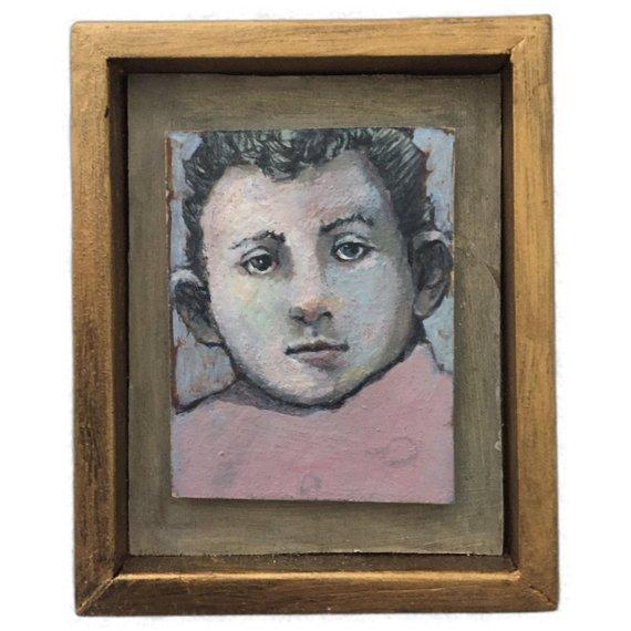 F&S Gift Store small oil portrait of boy with custom gold frame