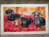 F&S Gift Store Hand Painted Custom Dachshund Oil Painting (paint pet or animal from photo), Commission Dog Portrait Painting