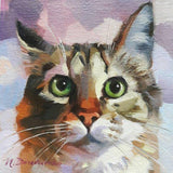F&S Gift Store Cute cat painting portrait original on canvas oil Custom pet portrait cat art illustration Birthday lover gift lady Home decor Wall art