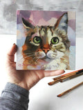 F&S Gift Store Cute cat painting portrait original on canvas oil Custom pet portrait cat art illustration Birthday lover gift lady Home decor Wall art