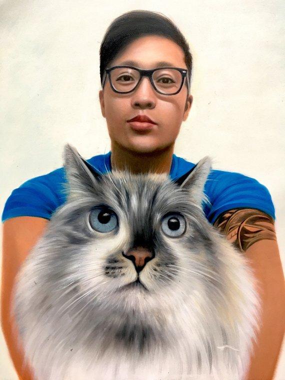 F&S Gift Store Custom Cat Oil Painting Portrait on Canvas (from photo)