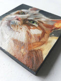 F&S Gift Store Custom pet portrait Wood cat art oil wall hanging red cat loss gift animal illustration personalized cat lover gift cat memorial painting