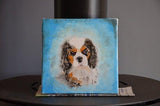 F&S Gift Store RESERVED from photo, Cavalier King charles, oil on canvas painting, portrait dog art, square format 20 cm, custom