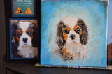 F&S Gift Store RESERVED from photo, Cavalier King charles, oil on canvas painting, portrait dog art, square format 20 cm, custom