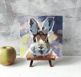 F&S Gift Store Funny rabbit oil painting original art on canvas custom pet portrait Rabbit illustration to order Easter lover gift Nursery wall art