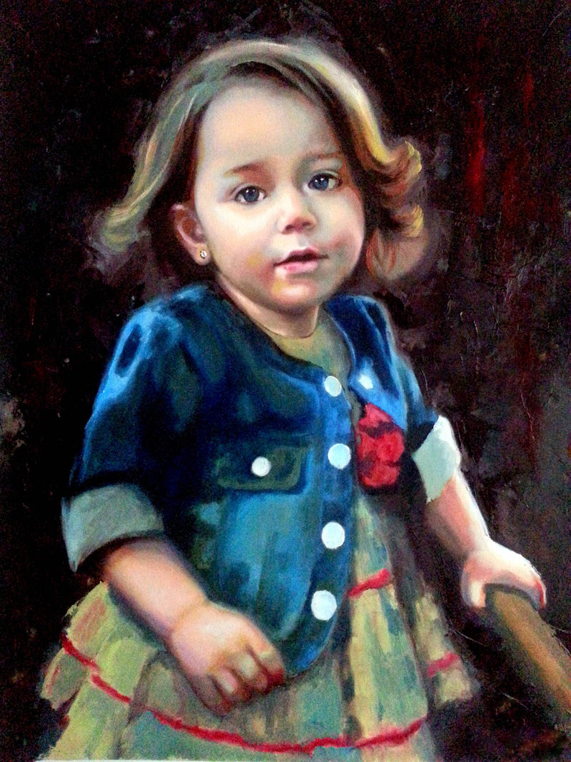 F&S Gift Store Custom Portrait from photo- Oil Canvas-Child Portrait -Family Portrait-Wedding Portrait- Original Oil Painting