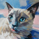 F&S Gift Store Cat siamese portrait oil painting canvas art original Custom pet cat portrait illustration to order Birthday lover gift lady Nursery art