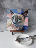 F&S Gift Store Cat siamese portrait oil painting canvas art original Custom pet cat portrait illustration to order Birthday lover gift lady Nursery art