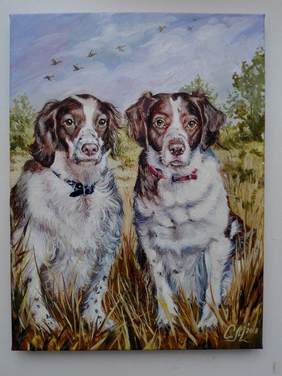 F&S Gift Store Personalized portrait oil painting custom pet portrait painting dog mom Custom pet painting Commission portrait Pet memorial dog lover gift