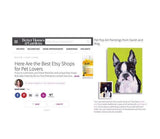 F&S Gift Store 10x10x1.5â€?Custom pet painting portrait on canvas from photo oil or acrylic original dog cat Boston terrier art lavender decor