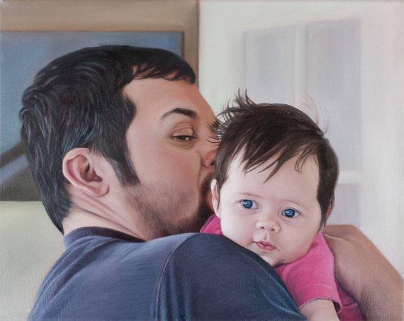 F&S Gift Store CUSTOM PORTRAIT - Oil Painting - Family Portrait - Custom Painting -Baby Portrait - Unique Gift