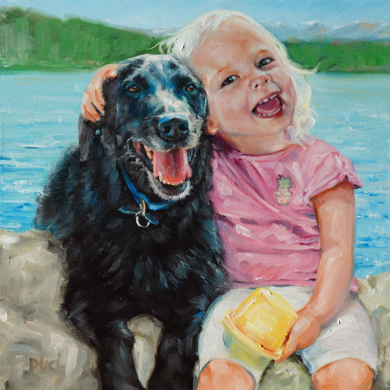 F&S Gift Store Happy Faces, custom Oil Portrait Paintings by puci, custom Pet Portraits, 12x12"