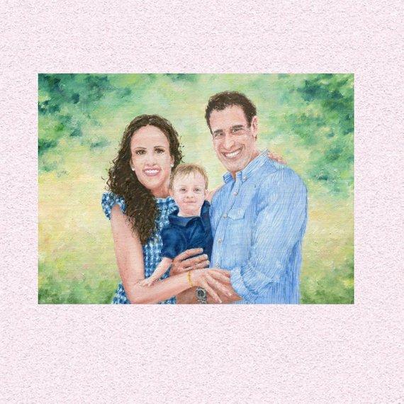 F&S Gift Store Portrait oil painting from photo, custom art, family gift, personal artwork, commission oil painting, traditional decor, sentimental picture