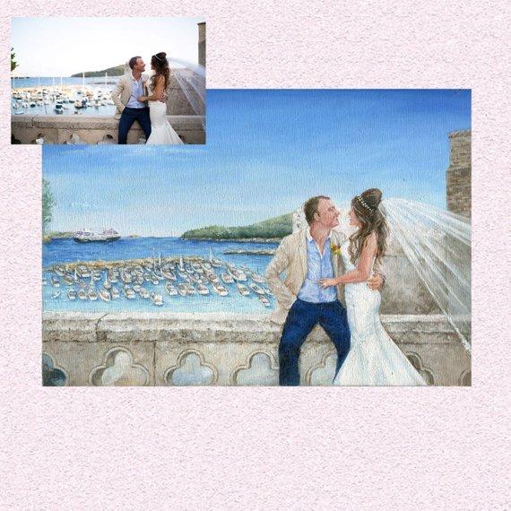 F&S Gift Store Wedding oil painting, Custom unique gift, Honeymoon memory, Sentimental art, Anniversary mementos, wedding portrait, bride and groom artwork