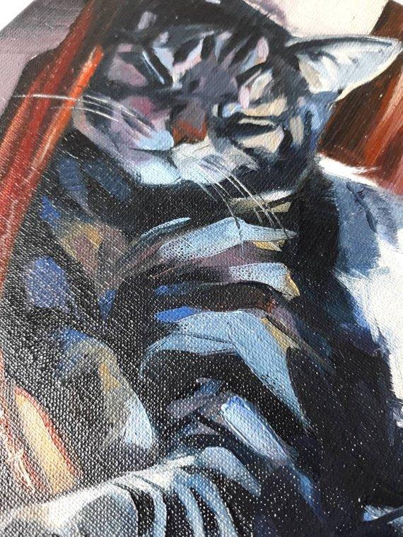 F&S Gift Store Custom pet cat portrait art oil painting original on canvas lover gift loss gifts illustration pet lover gift kids funny kitten birthday