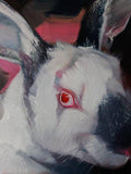 F&S Gift Store Rabbit red eyes art oil painting original art on canvas custom pet portrait Rabbit illustration to order Easter lover gift Nursery wall art