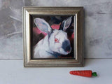 F&S Gift Store Rabbit red eyes art oil painting original art on canvas custom pet portrait Rabbit illustration to order Easter lover gift Nursery wall art