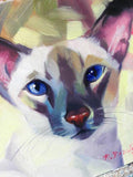 F&S Gift Store Cat siamese portrait oil painting framed art original Custom pet portrait in frame hand painted to order pet loss Cat lover gift For owners