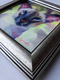 F&S Gift Store Cat siamese portrait oil painting framed art original Custom pet portrait in frame hand painted to order pet loss Cat lover gift For owners