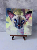 F&S Gift Store Cat siamese portrait oil painting framed art original Custom pet portrait in frame hand painted to order pet loss Cat lover gift For owners
