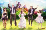 F&S Gift Store Digital custom family portrait 5 persons Printable digital art Digital painting Digital gift Cartoon portrait Wedding gift Anniversary gift