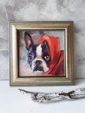 F&S Gift Store Boston terrier art Dog painting portrait oil Dog painting custom canvas from photo framed original rememberence gift for owners Pet portrait