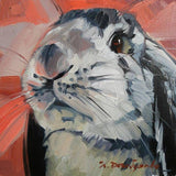 F&S Gift Store Gray Rabbit Bunny oil painting in frame Rabbit painted portrait custom canvas framed art Easter gift Nursery wall art decor For children
