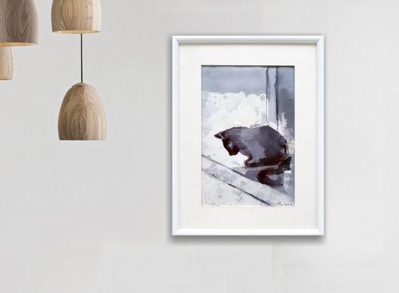 F&S Gift Store Cat Painting Print, Pet Portrait Print, Prints Portait Cat Art in Handmade,Oil Cat Portret, Home Decor, Wall Art Prints, Cats print