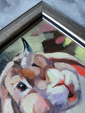 F&S Gift Store Unicorn bunny oil painting on canvas in frame Rabbit portrait custom canvas framed art Easter gift Nursery wall decor For children