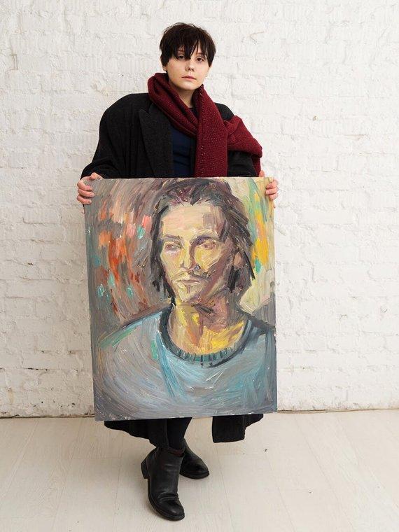 F&S Gift Store Contemprary painting "Portrait of a man" , original art, FREE SHIPPING